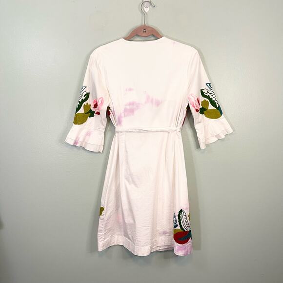 Almatrichi Womens Colorful Embroidery Floral Surplice Wrap-Around Dress Size 10 - Picture 10 of 16